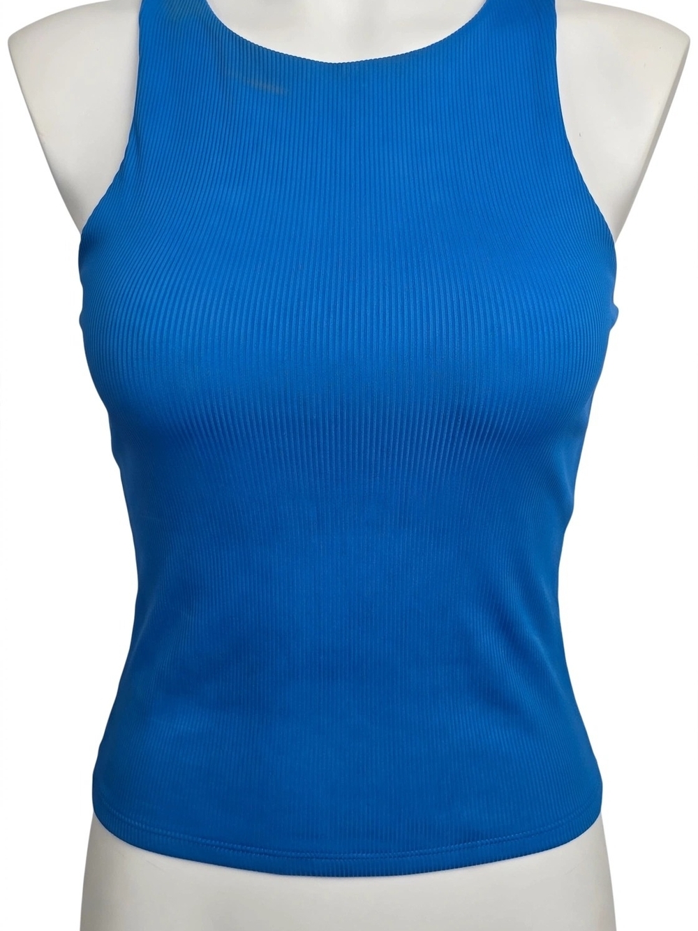 Express Body Contour Ribbed Tank Top - Blue - Picture 6 of 7
